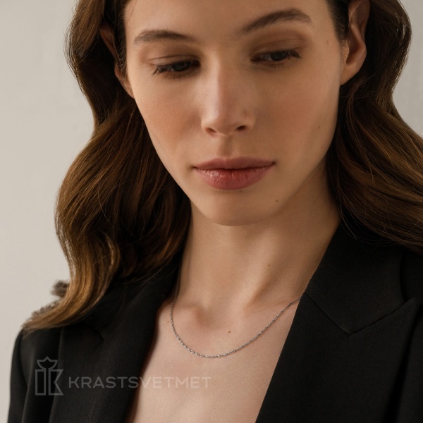 Цепь из белого золота 585, плетение «Сингапур»